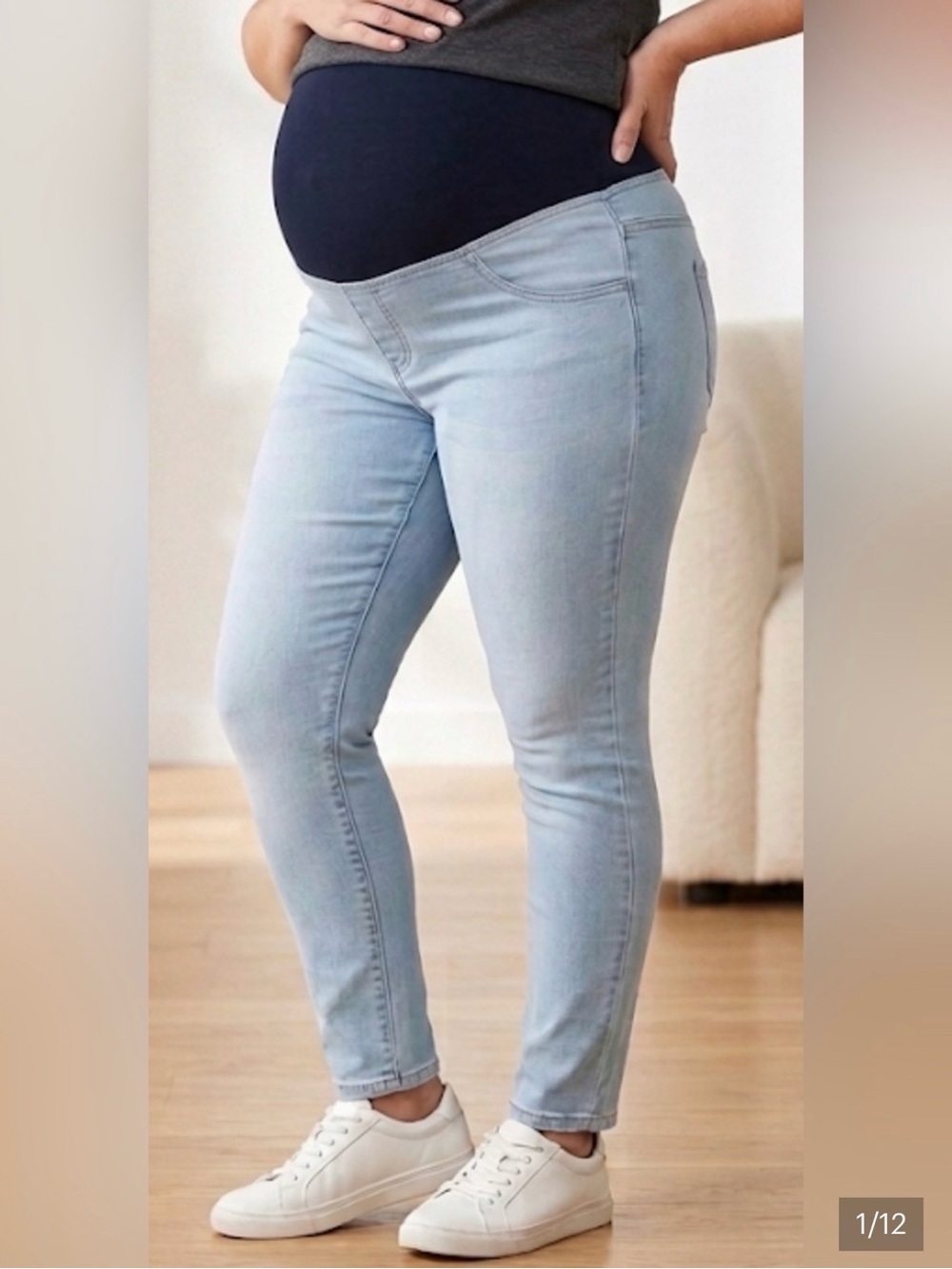 Isabel Maternity by Ingrid & Isabel Light Blue Skinny Jeans with Navy Panel